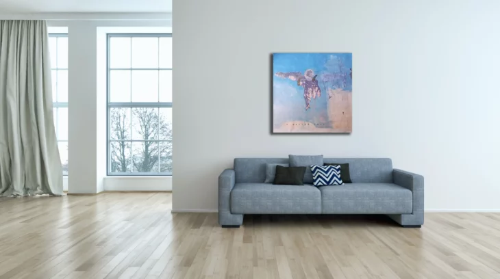 peinture contemporaine bleue et blanche ,acrylique sur toile de philippe croq insitu