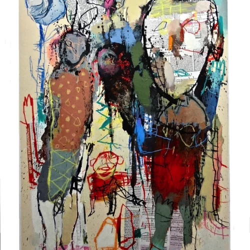 Peinture acrylique contemporaines sur l'humanité , la spiritualité, de l'artiste peintre francais jean-louis bessede
