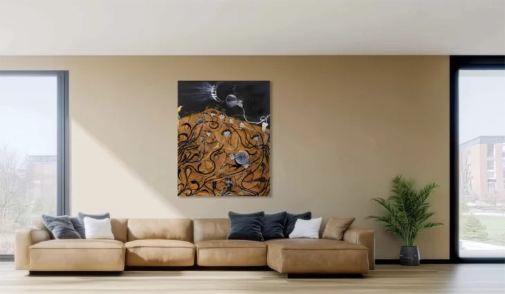 peinture contemporaine marron et noire grand format de l'artiste enrique mestre-jaime disponible à la vente chez artmourier.com