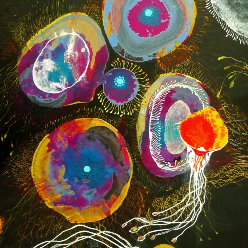 tableau contemporain acrylique couleur vive sur toile de l'artiste espagnol enrique mestre-jaime