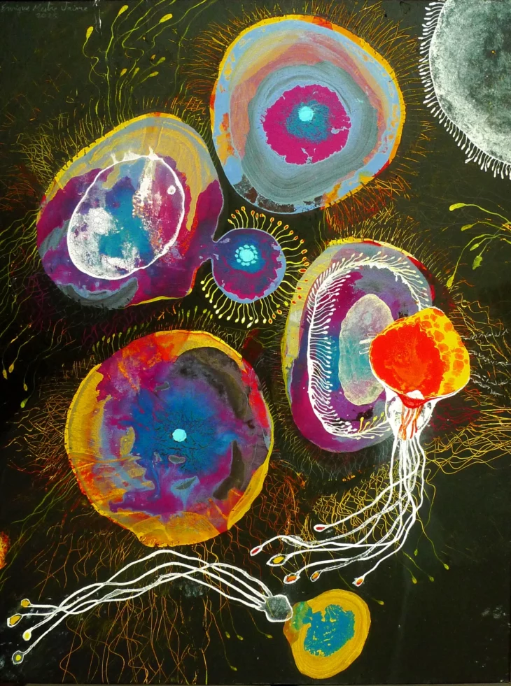 tableau contemporain acrylique couleur vive sur toile de l'artiste espagnol enrique mestre-jaime