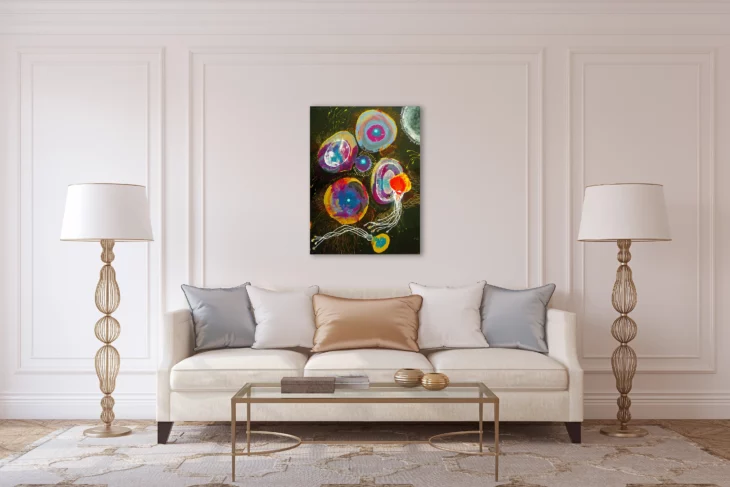 tableau contemporain acrylique couleur vive sur toile de l'artiste espagnol enrique mestre-jaime
