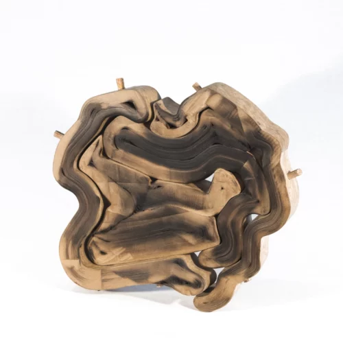 sculpture contemporaine en compression de papier kraft de jean-francois auber disponible a la vente sur artmourier.com