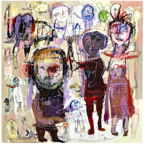 Peinture acrylique contemporaines sur l'humanité , la spiritualité, de l'artiste peintre francais jean-louis bessede
