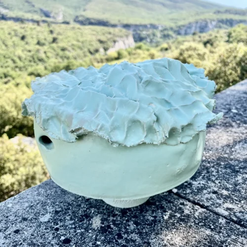 ceramique contemporaine turquoise de christiane filliatreau a la galerie art mourier